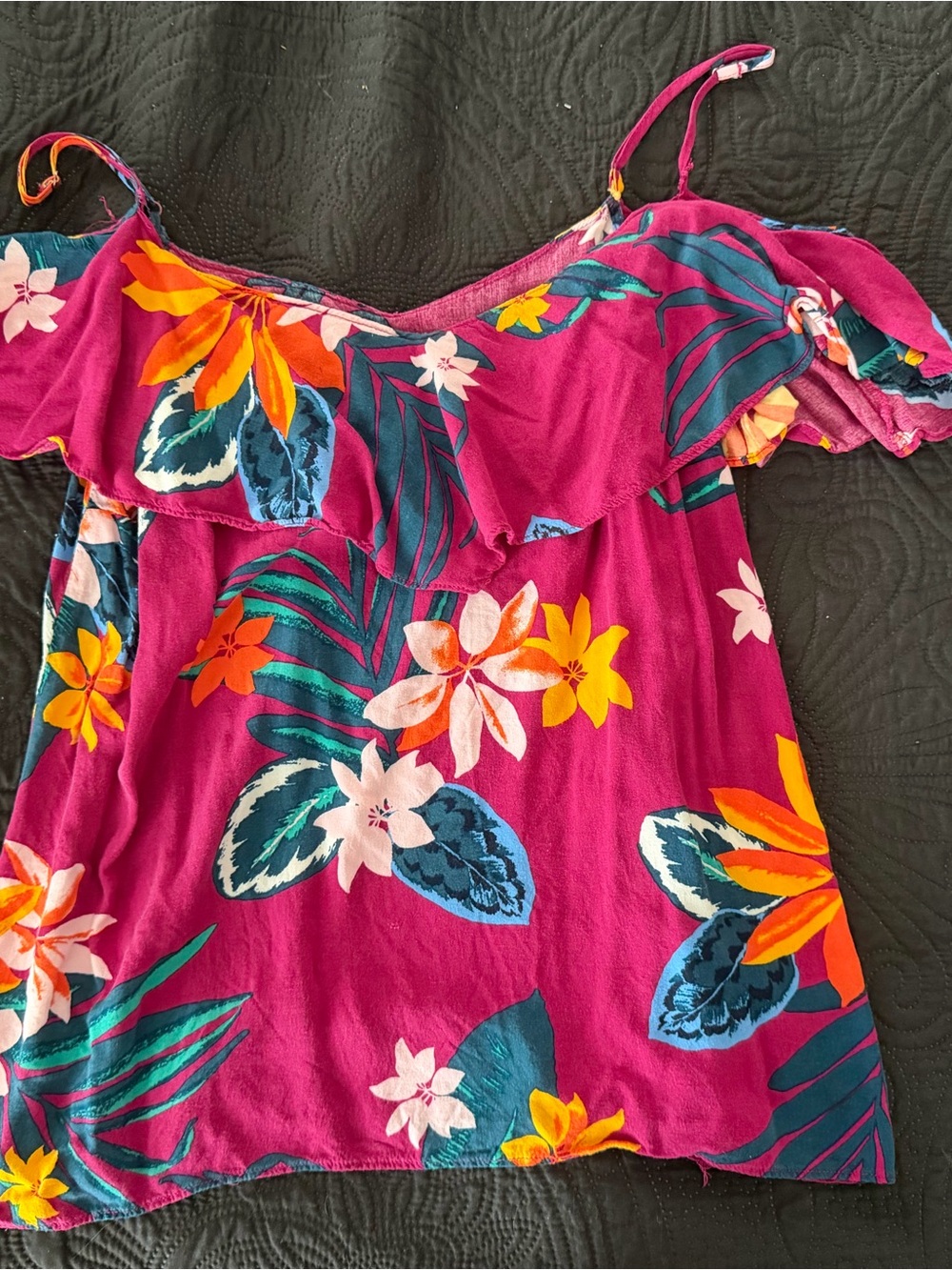 Old Navy Fuchsia Floral Off-Shoulder Top